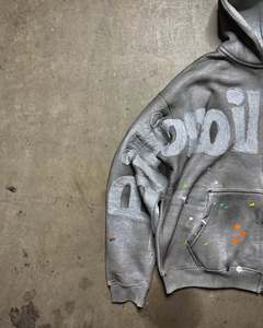 OEM Tùy Chỉnh <span class=keywords><strong>Drop</strong></span> Shoulder 420 GSM Cotton Đau Khổ Thêu Boxy Phù Hợp Với Cổ Điển Sơn Bẩn Rửa Zip up Người Đàn Ông Áo Hoodie - Product Image 6