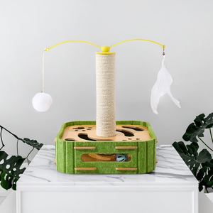 Juguete Clásico para Gatos de Sisal y Madera, el Más Vendido, Poste Rascador, Laberinto para Excavar, para Gatitos y Mascotas, Empaquetado en Cartón - Product Image 2