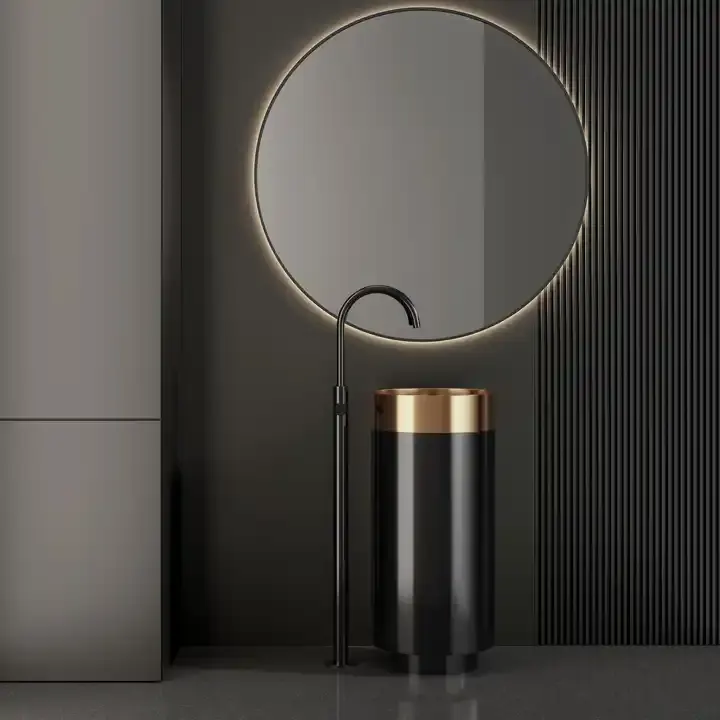 Luxe Stijl Van Goede Kwaliteit Geborsteld Roségoud En Geborsteld Gunmetal Rond Badkamer Wastafel Combo Art Bassin