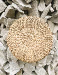 Natural Handwoven Cane <b>Stool</b> with Removable Water Hyacinth Seat <b>Pad</b> Eco Friendly Rattan Ottoman for Living Room and Patio - Product Image 4