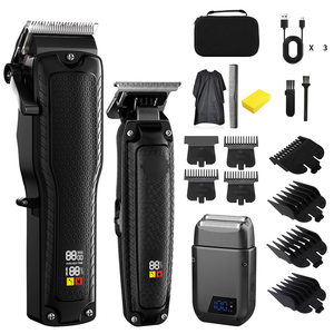 Kit Completo de Cortadora y Recortadora de Pelo <span class=keywords><strong>para</strong></span> Barbería, Recargable, Afeitadora Eléctrica <span class=keywords><strong>para</strong></span> Barba y Rostro, Kit de Barbería Profesional - Product Image 1