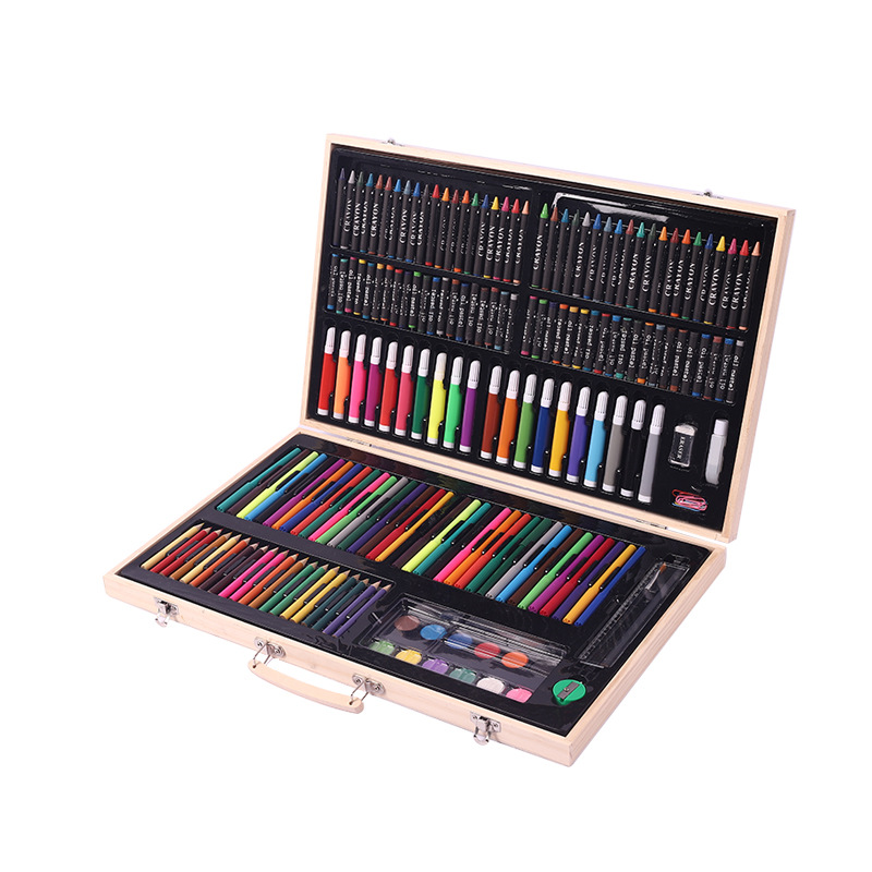 BOMEIJIA 180 pz bambini cancelleria artigianato arte Set scatola di legno pittura disegno all'ingrosso colore disegnare matita arte pastello forniture Kit