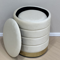 Bailey New Designer Pouf de rangement rond personnalisé Repose-pieds Chaise Ottoman en velours Lot de 2 poufs