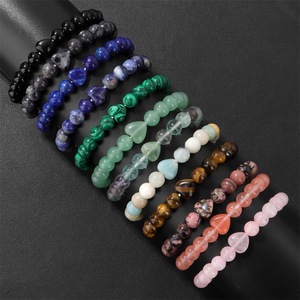 กำไลข้อมือลูกปัดและกำไลข้อมือหินรูปหัวใจขนาด8มม. แบบใหม่ตามธรรมชาติเก๋ไก๋ตามธรรมชาติจัดส่งรวดเร็วสำหรับเป็นของขวัญ - Product Image 5