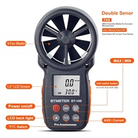 Anémomètre portatif BT-100, compteur numérique de vitesse du vent et de température, testeur de débit d'air CFM, plastique, résolution -40-100, 0.1