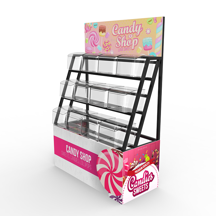 Apache Customized Light Duty Metal Supermarket Candy Rack Storage Stand 3 Shelves Custom Logo for Candy Shops Bakeries Grocery — view 2