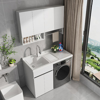 Meuble de rangement pour linge de balcon avec évier intégré, ensemble de meubles de salle de bain, meuble de machine à laver imperméable et antirouille