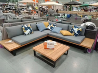Ensemble de canapés en rotin moderne avec coussins imperméables, canapé d'extérieur en forme de L pour villa, jardin, terrasse et hôtel