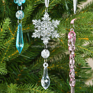 12 Piezas de Decoración Ecológica para Árbol de Navidad de Acrílico Cristalino, Adornos Colgantes de Copos de Nieve y Carámbanos, Suministros para Fiestas de Invierno - Product Image 1