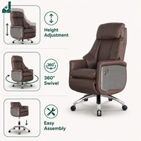 Chaise de bureau de direction moderne de luxe à dossier haut avec repose-pieds rétractable, ergonomique, inclinable, en cuir PU rembourré