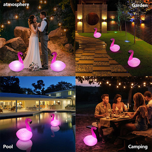 VENTE FLASH Flotteurs de piscine gonflables en forme de flamant rose avec lumières, alimentés par énergie solaire, tubes de natation en forme de flamant rose, anneaux de natation pour l'été, le lac, la plage et la piscine - Product Image 5
