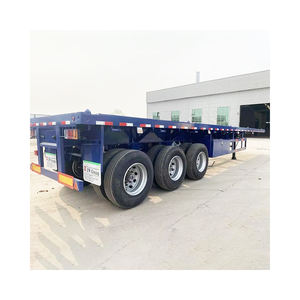 Chine 3 essieux 20 pieds 40 pieds conteneur remorque cargaison lit plat semi-remorque avec serrure à conteneur - Product Image 1
