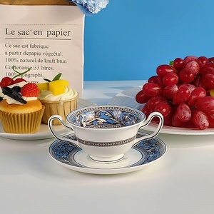 Taza de Café de Porcelana Fina de Lujo, con Doble Asa, Estilo Retro, para Té de la Tarde, con Caja de Regalo - Product Image 3