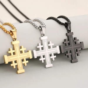 Collier avec pendentif croix de Jésus en acier inoxydable pour hommes et femmes, croix orthodoxe Vintage avec chaîne, bijoux religieux chrétiens, cadeaux - Product Image 1