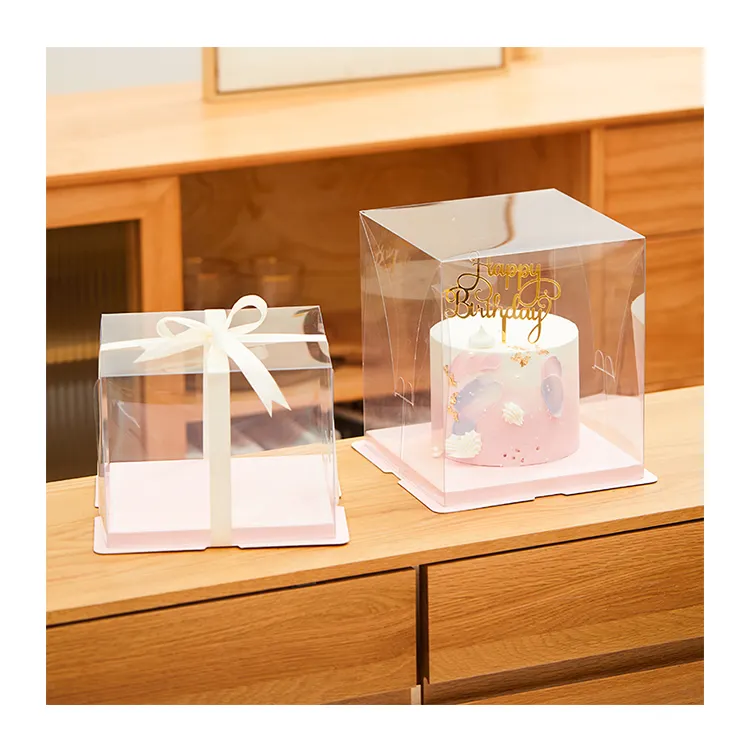 Boîte à gâteau transparente, emballage Oem, personnalisé boîte à gâteau de mariage écologique, vente en gros, 10 pièces