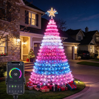 Lampu Natal LED Programmable IP65 Tinggi 2.1m dengan Kontrol Aplikasi Magic Dot dan Kabel Kulit untuk Dekorasi Liburan Dalam dan Luar Ruangan