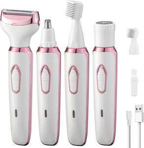 เครื่องกำจัดขน 4 in 1 รุ่น Spring Bikini Trimmer สำหรับกำจัดขนตามร่างกาย แบบชาร์จไฟได้ เหมาะสำหรับผู้หญิง ใช้โกนขนคิ้ว จมูก ขา ใช้ในบ้านและรถยนต์ ภาษาอังกฤษ - Product Image 1