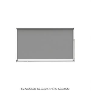 Tenda Laterale Retrattile Grigia per Patio 55.1x118.1, Riparo Esterno Manuale - Product Image 1