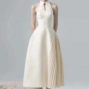 Vestido Bohemio Casual de Verano 2025, Nuevo, de Alta Calidad, Cintura Elástica, Largo hasta la Rodilla, con Parches, Lavable, Elegante, sin Mangas, Cuello en V - Product Image 1