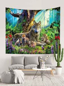 Мягкий фланелевый гобелен с изображением диких животных: волк/тигр, настенное украшение для дома - Product Image 2