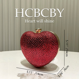 Elegant Women's Glam Red Mini Heart-Shaped Clutch <strong>Sparkling</strong> Evening <strong>Bag</strong> for Brides and Parties - Product Image 6
