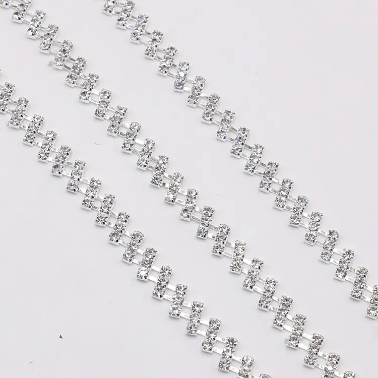 Apliques de disfraz de 3 filas, adorno de diamantes de imitación transparente, decoración para pastel de boda
