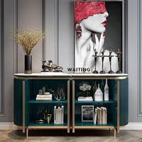 Meuble de salon en acier inoxydable doré avec plateau en marbre de luxe, console de rangement, table d'appoint, mobilier de maison