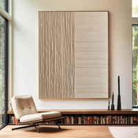 Grande toile murale beige texturée 3D, style Wabi-Sabi minimaliste, œuvre d'art faite à la main, peinture à l'huile peinte à la main