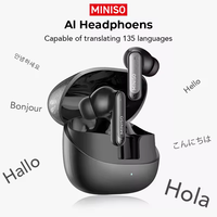 Écouteurs Traducteurs IA MINISO MS106, BT6.0 360 °   Écouteurs intra-auriculaires avec audio panoramique, 135 langues, pour les voyages, les affaires et l'apprentissage