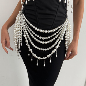 Top a catena con perline sexy per adulti, gioielli per il corpo, top con frange di perle per fidanzamento, matrimonio o regalo per feste in discoteca o in spiaggia - Product Image 3