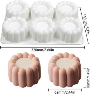 6 Cavity 3D Round Flower Mousse Cake Mold Aromatherapy Candle Silicone Mold Paper Cupcake Baking Mold - Product Image 2