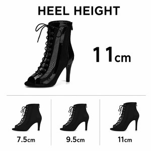 Botas de Baile Transpirables para Mujer, Zapatos de Jazz Latinos, Zapatos de Baile con Suela de Gamuza para Niñas, Zapatos de Fiesta con Tacón Fino de 7cm-11cm, Sandalias Latinas de Baile - Product Image 2