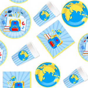 Assiettes, gobelets et serviettes à thème de remise de diplôme DAMAI – Assiettes en carton jetables pour fête de remise de diplôme, fournitures de fête, décorations, pour 8 personnes - Product Image 2