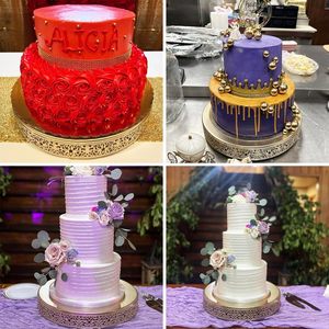 Soporte de pastel de metal decorativo único intrincadamente detallado para exhibición de pasteles en ceremonias de bodas eventos especiales - Product Image 5