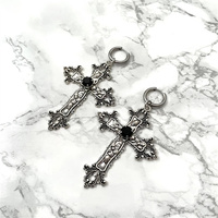 Boucles d'oreilles punk noires Bijoux d'Halloween Boucles d'oreilles croix gothique