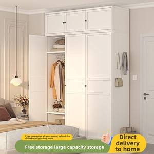 Armoire de <span class=keywords><strong>chambre</strong></span> en acier extra épais style crème, anti-humidité, anti-moisissure, écologique, avec porte plate en tôle et rangement multicouche pour - Product Image 2