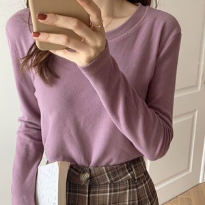 Sous-vêtement thermique épais et chauffant pour l'hiver-<span class=keywords><strong>T</strong></span>-<span class=keywords><strong>shirt</strong></span> à manches longues de couleur unie-Top en <span class=keywords><strong>coton</strong></span> ajusté pour femmes - Product Image 1