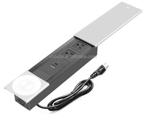 Caja de Enchufes Empotrada para Mesa de Conferencias con USB C de 65W y Cargador Inalámbrico de 15W, Caja de Enchufes Retráctil Integrada - Product Image 3