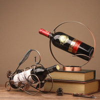 Porte-bouteilles de vin en métal antique, feuille rouge, décoration de comptoir, décoration de fête, support de bouteille de vin écologique