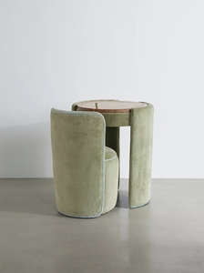 <span class=keywords><strong>Tocador</strong></span> de Lujo Contemporáneo que Ahorra Espacio con Espejo Redondo Abatible y Otomana a Juego para Apartamento Moderno - Product Image 3