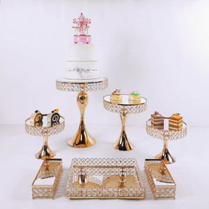 Décoration de mariage Or Argent Fer Cristal Écologique Décoration de table de mariage d'anniversaire Ensemble de présentoir à gâteaux - Product Image 2