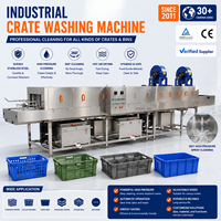 Automatische wasmachine voor 304 roestvrijstalen trays, kratten, manden en pallets.