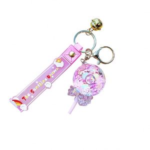 Hot Selling Quicksand Bottle Acrylic Mobile Keychains Student Bag Lovely Lollipop Liquid Key Chain - Product Image 5
