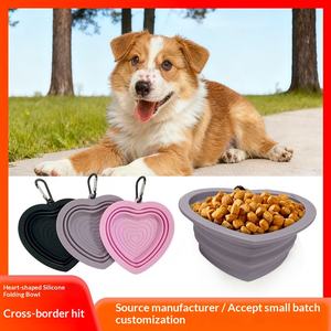 Tazón Plegable de Silicona en Forma de Corazón, Multicolor, Portátil, de Grado Alimenticio, para Perros y Gatos, con Clip para Llavero, para Uso en Exteriores - Product Image 4