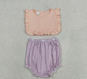 Robe sans manches à rayures violettes pour bébés filles, 2 pièces, longueur genou, combinaison - Product Image 4