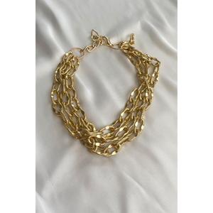 Collana a catena in oro a tre file ricamata schiacciata - Product Image 2