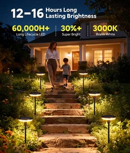 Lampadaire solaire LED extérieur de haute qualité, longue durée de vie, étanche IP65, avec lumière blanche chaude 3500K et angle de faisceau de 360° - Product Image 3