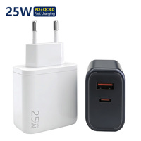 Chargeur mural rapide EU 25W PD 3.0 double USB A+C, ignifuge, pour 17 Pro Max, idéal pour les voyages