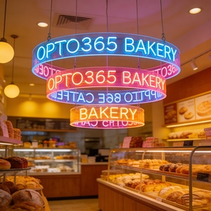 Letrero de Neón Redondo de Techo de 12V con Diseño Gratuito, Letrero de Neón <span class=keywords><strong>LED</strong></span> de Acrílico en Forma de Arco para Decoración de Tiendas - Product Image 6