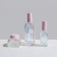Ensemble d'emballages cosmétiques en verre transparent rectangulaire personnalisé, impression sérigraphique mate, 40 ml, 120 ml, pompe à lotion, crème pour le visage